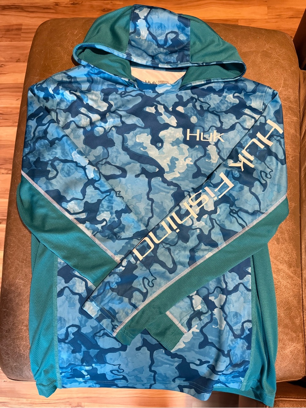 Huk Blue Camo Hooded Performance Shirt
